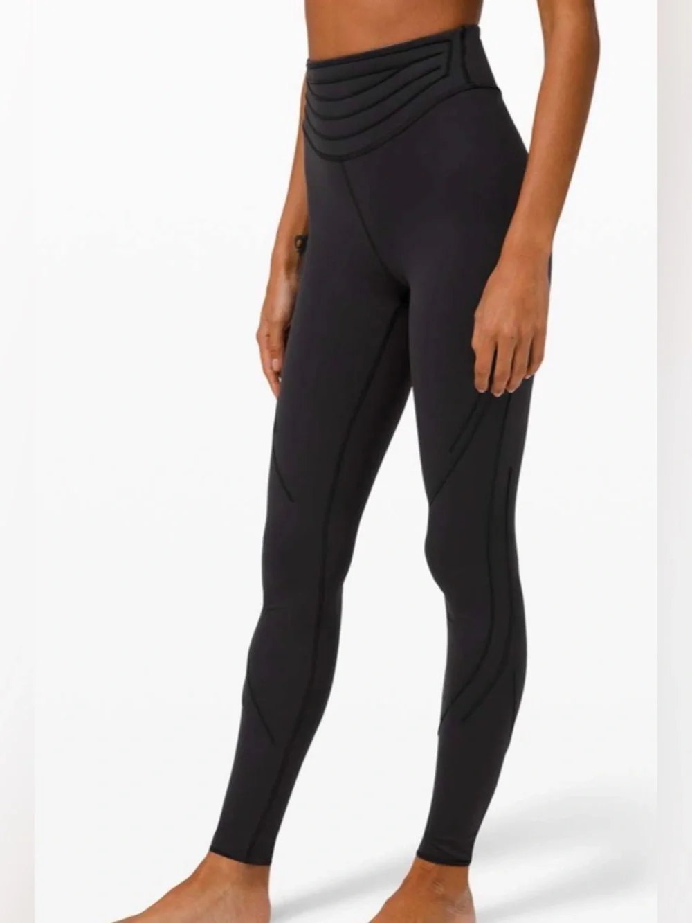 Lululemon get in line super high rise tight black size 6 inseam 28